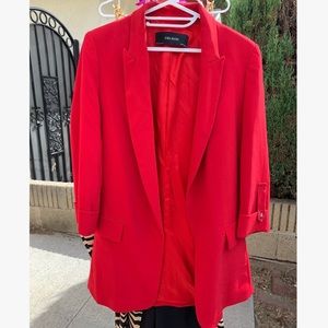 Zara Red Button Up Sleeve Blazer size small